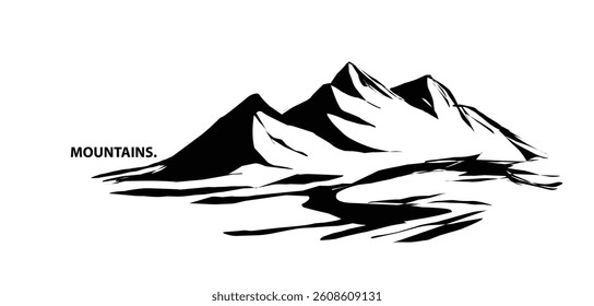 mountain scenery silhouette vector illustration