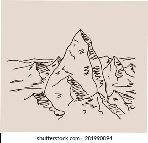 Mountain Scenery Sketch Hand Drawing Ancient Stock Vector (royalty Free 