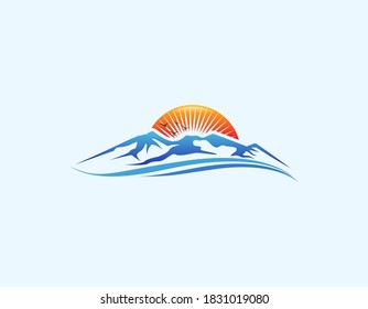 Mountain scenery symbol logo design illustration.