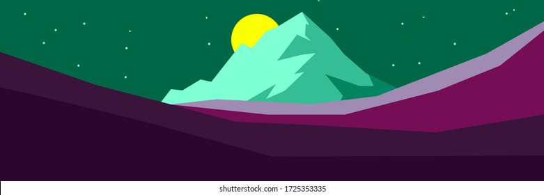 
Mountain scenery vector landscape panorama in aqua menthe color tones.