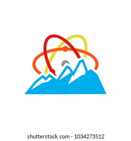 Mountain Science Atom Logo Icon Design