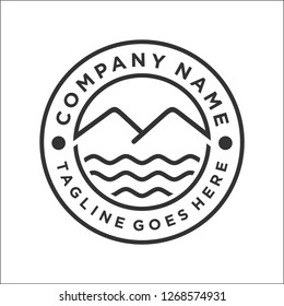 mountain and sea for adventure emblem logo design inspiration / emblem logo design