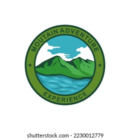 mountain and sea adventure logo or symbol
