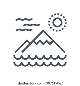 Mountain and sea icon suitable for info graphics, websites and print media and  interfaces. Line vector icon.