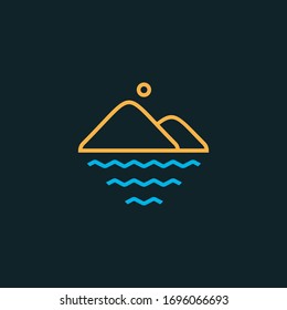 Mountain sea landscape badge logo design vector illustration