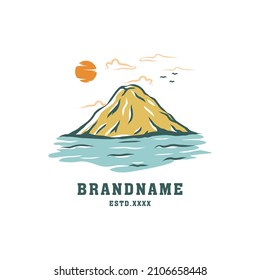 Mountain sea landscape logo design vector illustration