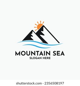 Mountain sea logo design concept