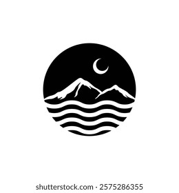 Mountain sea logo design concept idea