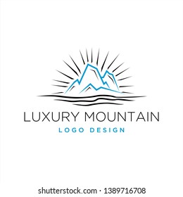 mountain sea logo design inspiration . mountain lake logo . luxury mountain logo template