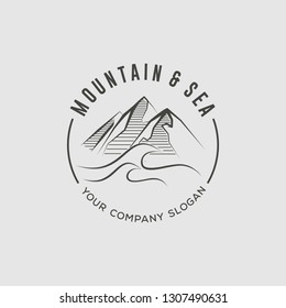 mountain and sea logo design template