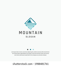 Mountain Sea Logo Icon Design Flat Template Vector