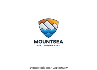 Mountain Sea Logo Illustration Vector Template