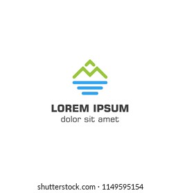 Mountain sea logo template