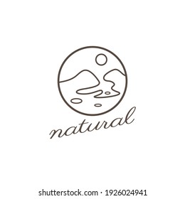 mountain and sea outline circle simple nature vector design illustration