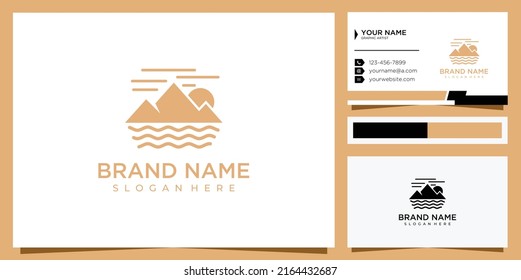 Mountain, Sea and Sun for Hipster Adventure Traveling logo design