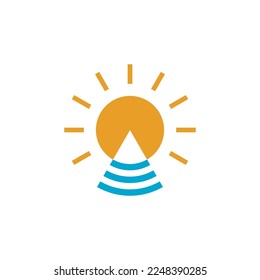 mountain, sea and sun simple modern logo