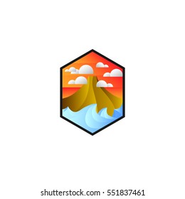 Mountain And Sea Vector Illustration