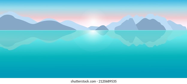 Mountain and sea vector landscape background design