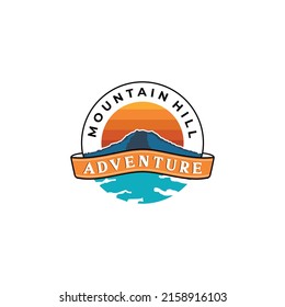 Mountain And Sea View Logo Design. Emblem Logo, Vintage, Badge