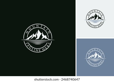 mountain with sea vintage logo template