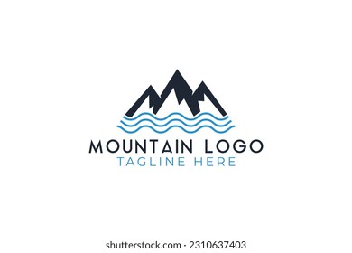 Mountain sea wave logo design