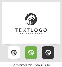 mountain and sea wave logo template for branding identity design