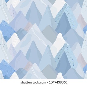 Mountain Seamless pattern. Landscape vector illustration. Abstract Background. Hand drawn Rocks.