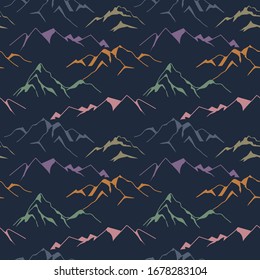 Mountain seamless pattern in retro colors
