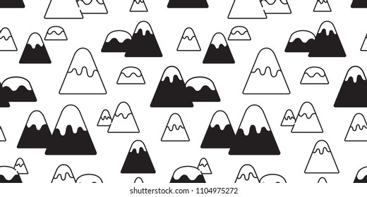 mountain seamless pattern vector snow mountain hill wood forest scarf isolated wallpaper background cartoon doodle