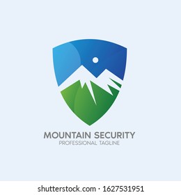 mountain security vector logo design template