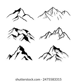 mountain set hand drawing vector illustrations