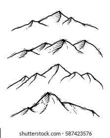 Mountain set with hand drawn style
