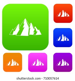 Mountain set icon in different colors isolated vector illustration. Premium collection