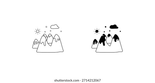 Mountain set icon with white background vector stock illustration