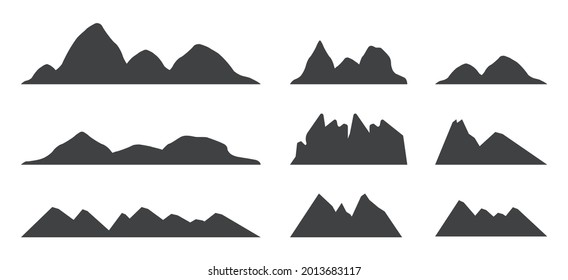 mountain set single color silhouette in black and white color