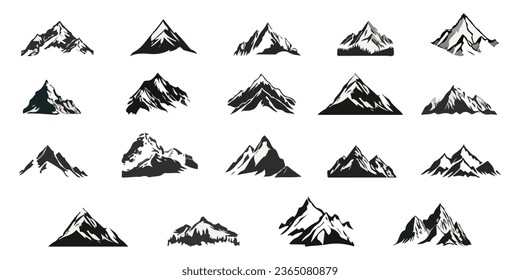 Mountain set vector icon. Design elements for logo, label, emblem, sign. Vector illustration