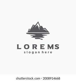 mountain shadow adventure logo designs vector emblem Illustration. Mountain Logo landscape outdoor peak adventure silhouette. 