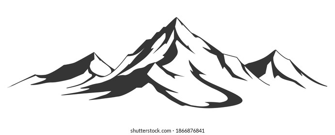 Mountain shape isolated on white background vector illustration. Mountain hills vector graphic silhouette.