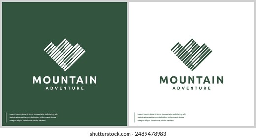 Arte de línea de forma de montaña, estilo abstracto moderno, Plantilla de diseño de logotipo.