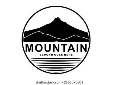 Ilustración de aventura de diseño de logotipo de forma de montaña