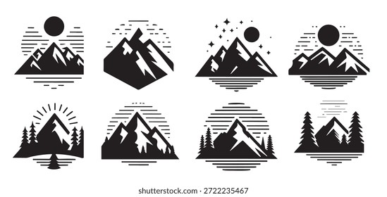 Forma de la montaña para las siluetas de la montaña del logotipo Conjunto de azul