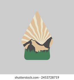 Mountain shape puppet logo vector graphic of illustration