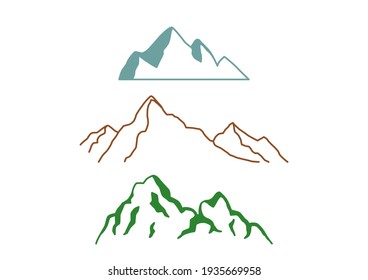 Mountain shapes for logo, mountain silhouette,Large number of mountains, Vector illustration.