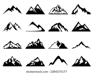 Formas De Montaña Para Logotipos , Iconos Vectores De Montaña Negra