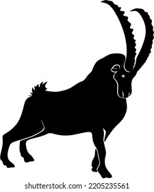 Bergschaf-Gipfel, Vektorlogo Symbol-Illustration Konzept Bergziege auf einem Hügel mit Mondlicht geeignet für Outdoor, Sport, Bauernlogo