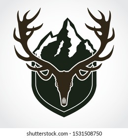 mountain shield with deer antlers