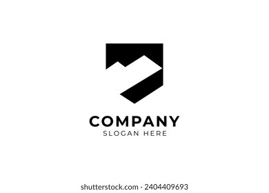 Mountain and Shield logo icon design template flat vector