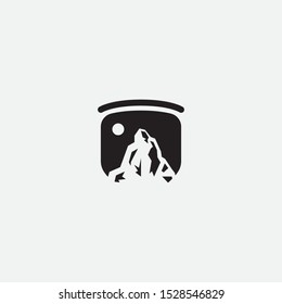 mountain shield logo template - vector