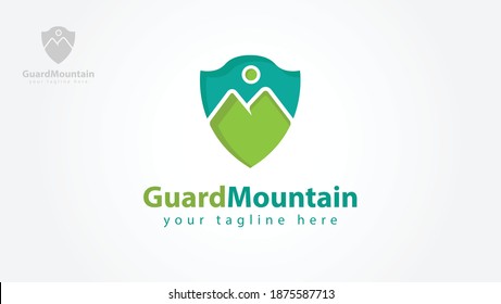 Mountain shield logo template. Vector