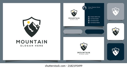 mountain shield logo vector design template